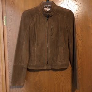Arizona Jeans Co. brown suede leather bomber jacket womens m NWT